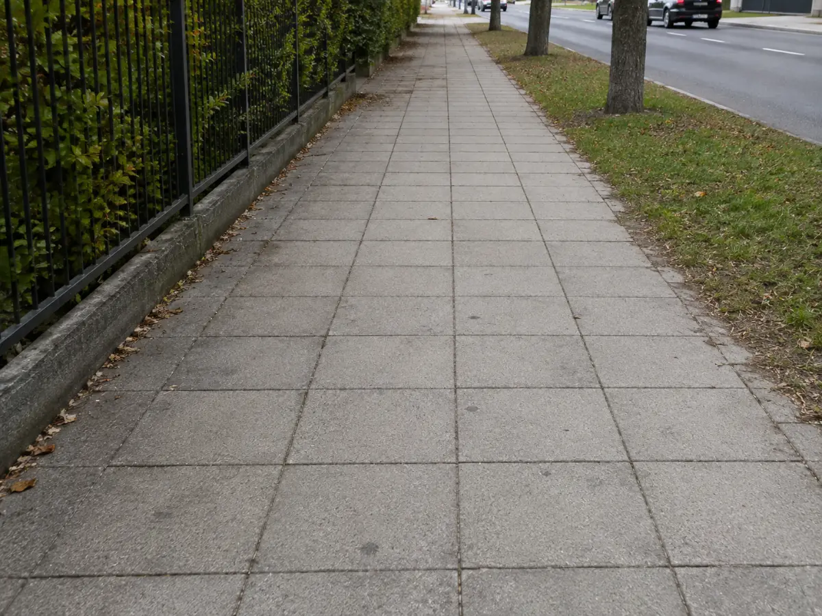 Chodnik z płyt betonowych przed czyszczeniem